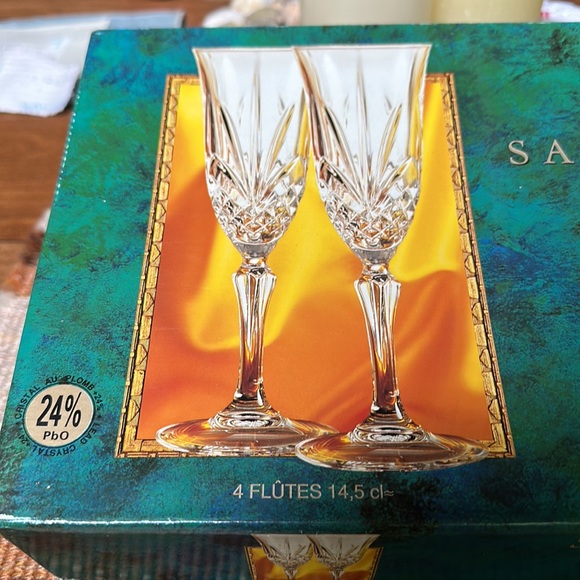 🆕CRISTAL DE FLANDRE SALZBURG 1994 🍾🥂CHAMPAGNE FLUTES (4) LEAD CRYSTAL 24% - Picture 2 of 7